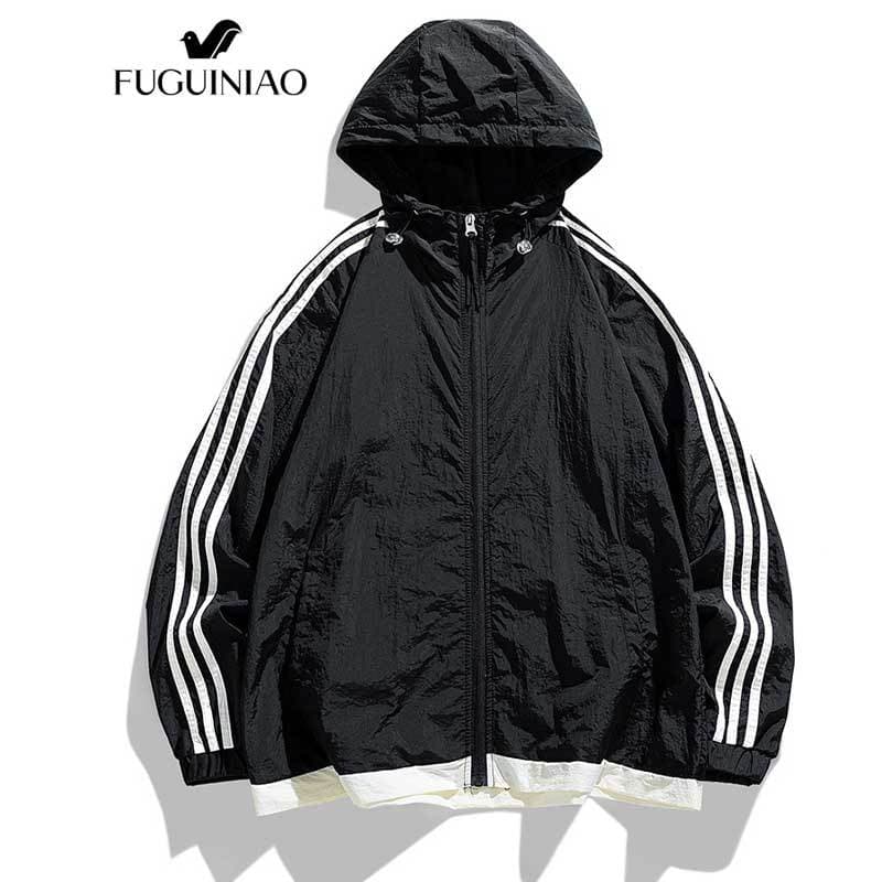 Fuguiniao เสื้อแจ็กเก็ต เสื้อกีฬา กันลม แบบบาง ระบายอากาศ แห้งเร็ว น้ําหนักเบา สําหรับผู้ชาย ผู้หญิง ตั้งแคมป์