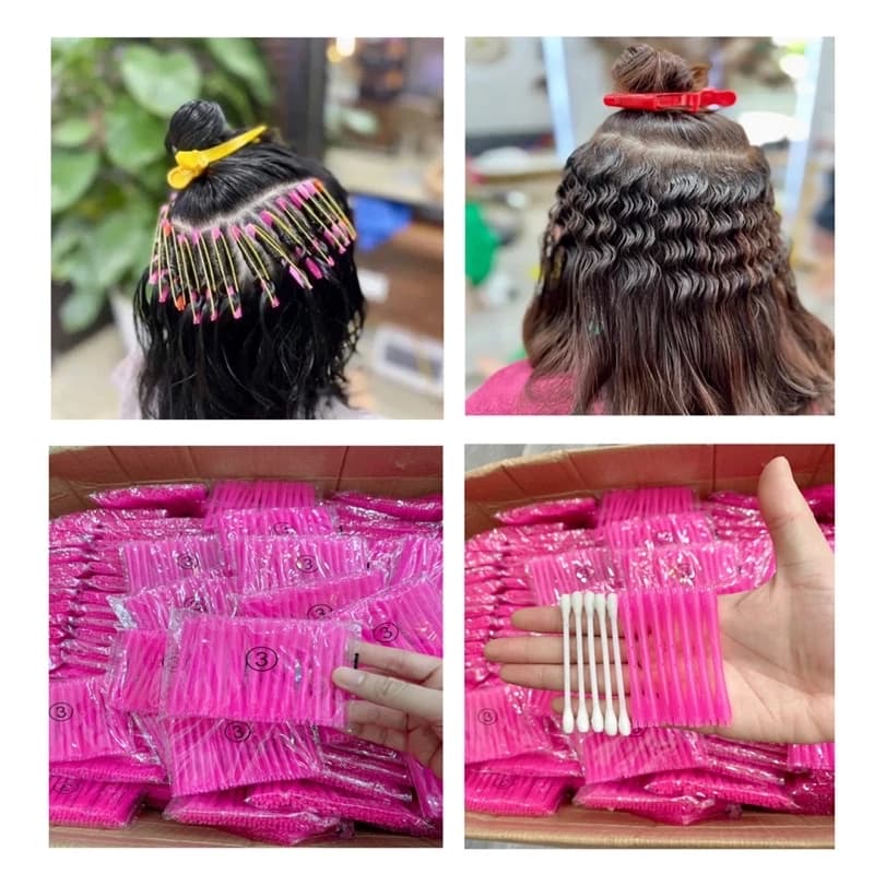 ขายส่ง ร้านตัดผมดัดไม้จิ้มฟันบาร์ทําผมเย็นดัดบาร์ขนสัตว์ผมหยิกอัลตร้าไฟน์ดัดบาร์ (90 ชิ้น)