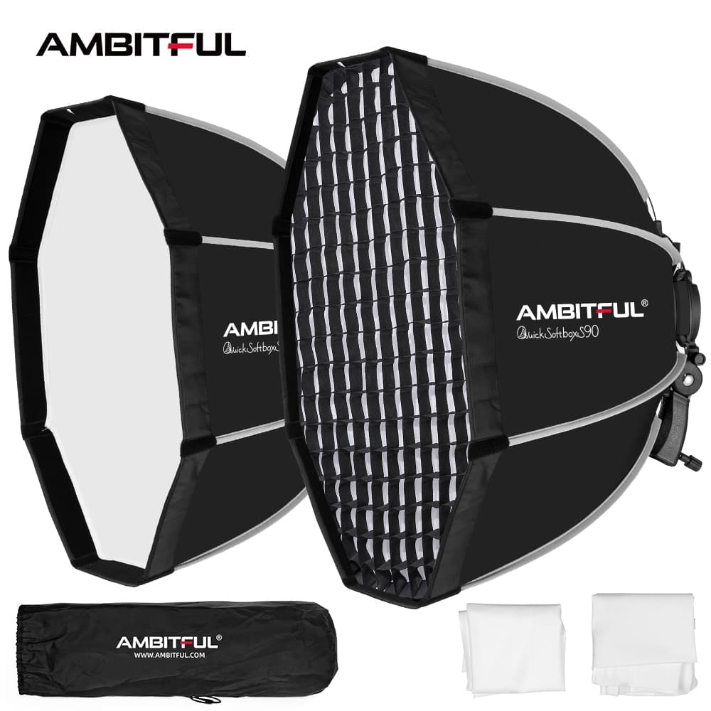 Ambitful Quick Release Softbox 65/90 สําหรับถ่ายภาพขาตั้งกล้อง Octagon Softbox สําหรับแฟลชพร้อมตารางรังผึ้งสําหรับ Speedlite