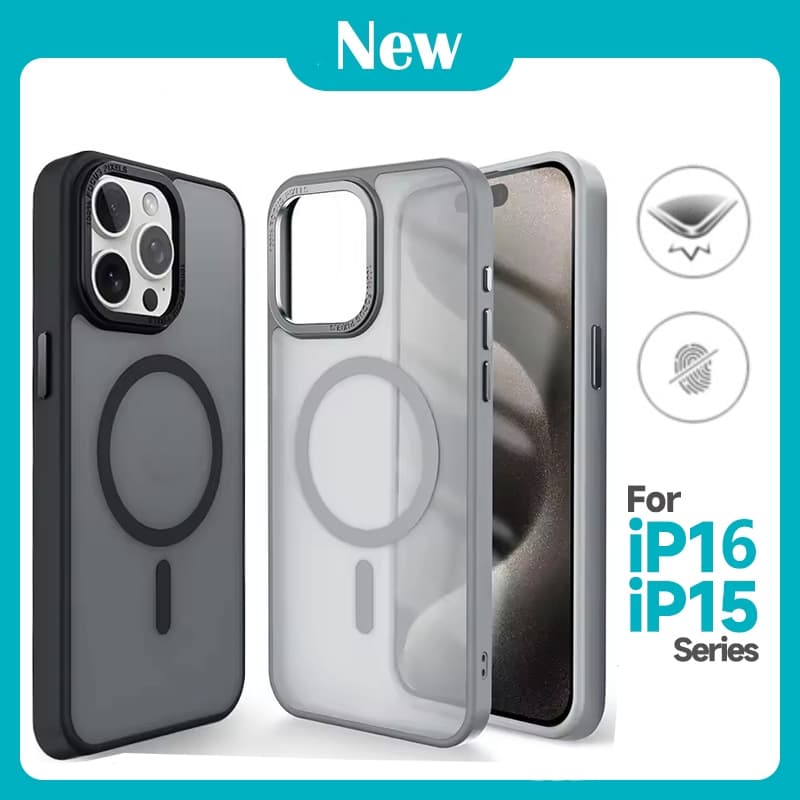 Deluxe Frosted Magnetic Hard Case สําหรับ iPhone 16 15 14 13 12 11 Pro Max กันกระแทกปลอกใส