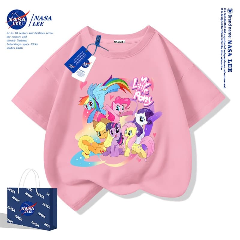 【สินค้าพร้อมส่ง×จัดส่งภายใน 3 วัน】เสื้อยืดเด็ก NASA ผ้าฝ้ายสีขาว ลายม้าน้อยโพนี่ (My Little Pony) แฟชั่นสไตล์น่ารัก สำหรับเด็กชาย-หญิง