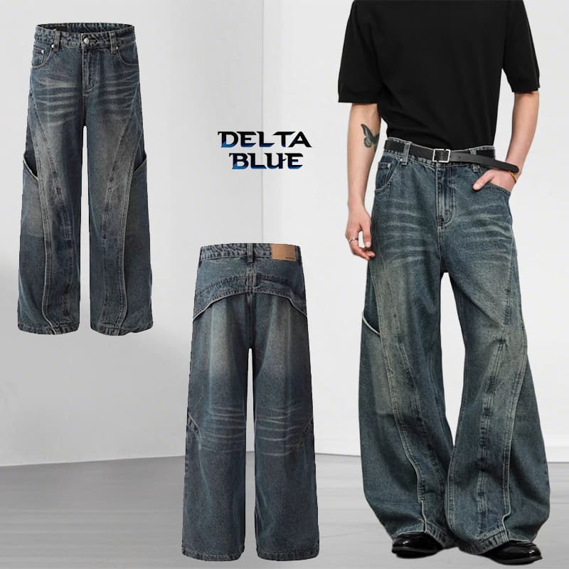 DELTA BLUE  【ใหม่ล่าสุด】กางเกงยีนส์ผู้ชาย  American Retro Street Style｜สไตล์ยูนิเซ็กซ์ ใส่หลวมสวย✨ คุณภาพพรีเมียม
