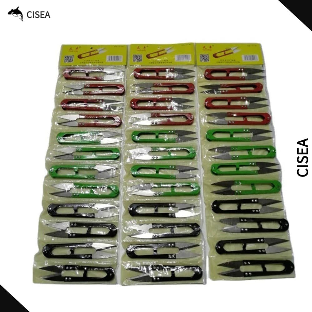 CISEA F399 กรรไกรเส้นด้าย Tricolor Cross Stitch u-Shaped กรรไกรขนาดเล็ก Tailoring ด้ายตัดสายตกปลาตัดอุปกรณ์ตกปลาอุปกรณ์ตกปลา