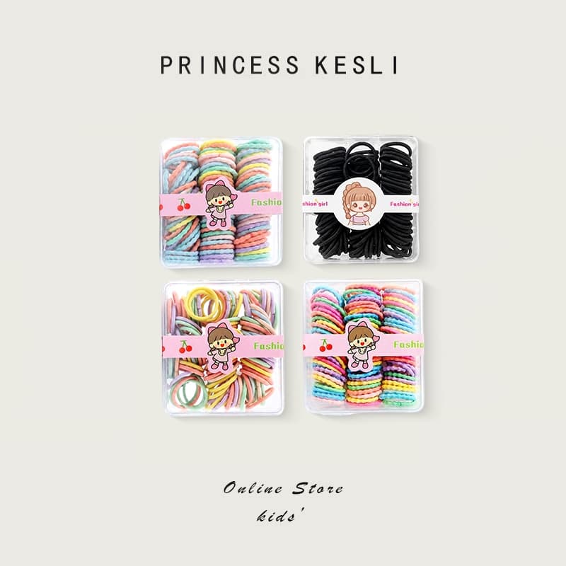 Princess Kesli เซต ยางรัดผม สําหรับเด็ก แฟชั่นเกาหลี ที่เรียบง่าย ยืดหยุ่นสูง ยางรัดผม เด็กผู้หญิง เครื่องประดับผม