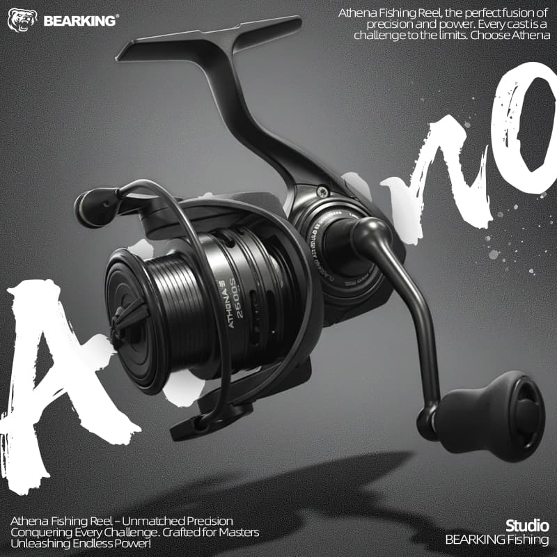 BEARKING Athena B Carbon Spinning Reel น้ำหนักเบา 134 กรัม พร้อมRatio 5.2:1 สูงสุด 8+1 แบริ่ง สำหรับการตกปลาทั้งน้ำเค็มและน้ำจืด