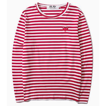 2026 Play comme des garcons cdg เสื้อยืดคอกลมแขนยาวสำหรับทั้งผู้ชายและผู้หญิง 0803
