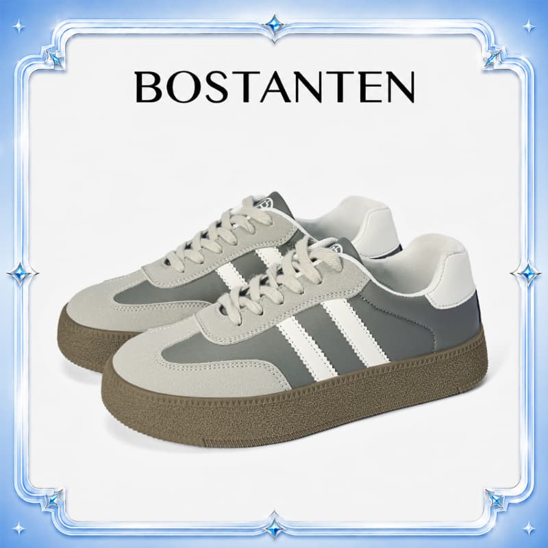 【สินค้าพร้อมส่งจากไทย】BOSTANTEN รองเท้าผ้าใบ GAT สไตล์มินิมอล แพลตฟอร์มเพิ่มความสูง ทรงสวยขาเรียว พื้นนุ่ม ใส่สบาย กันลื่น แมทช์ง่ายทุกลุค