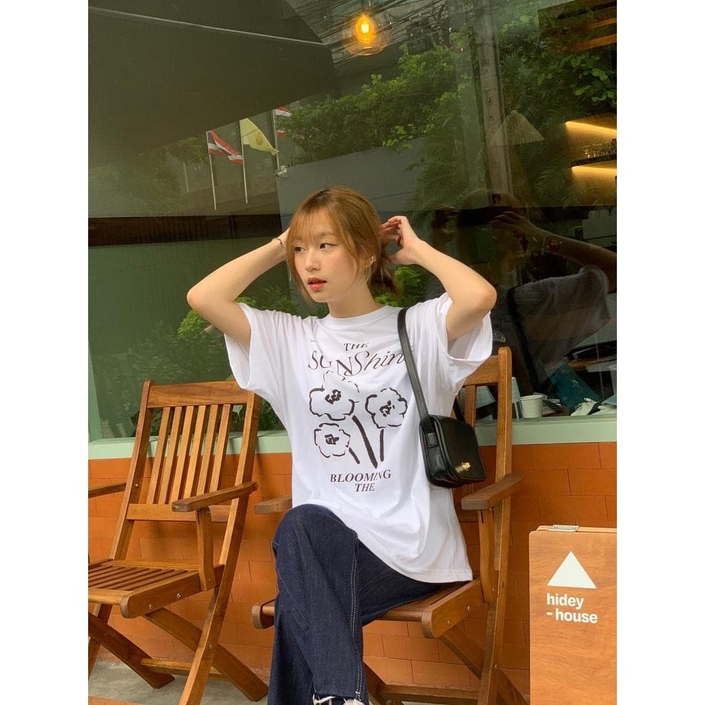 (จัดส่งตลอด 24 ชั่วโมง)เสื้อยืด Oversize สไตล์เกาหลี ลาย "The SUNShine" คอตตอน 100% ผ้านุ่มระบายอากาศ สุดชิค