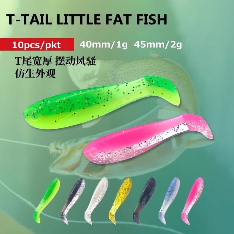 10 ชิ้น/ล็อต T-tail Fishing Lure 40 มม.45 มม.Mini Soft Worm เหยื่อ Lure Maggot Grub Jig ตกปลา Soft Lure สําหรับปลาเทราท์