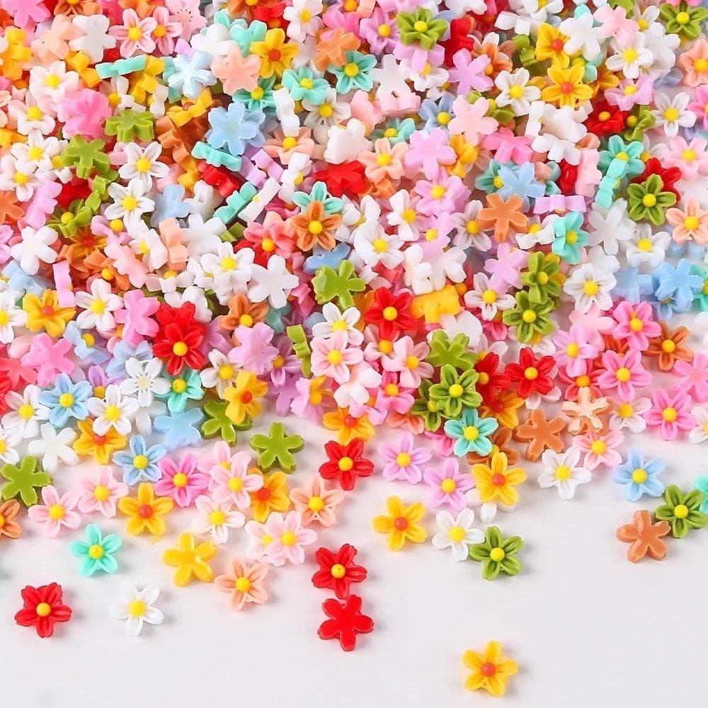 100 ชิ้น 8 มิลลิเมตร Mini ดอกไม้เล็บเรซิ่น Rhinestones ,ห้ากลีบดอกไม้เล็บ, Charms ดอกไม้รูปเล็บ Supplie