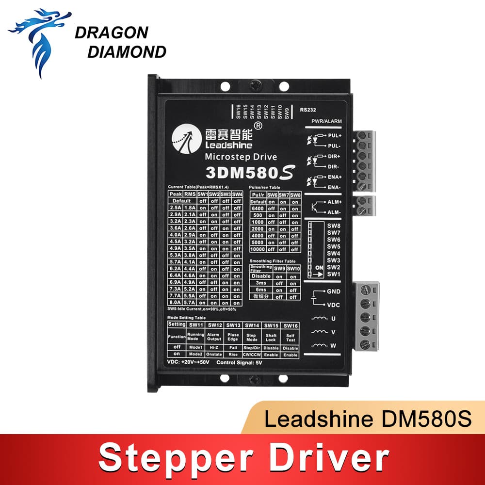 Leadshine 3 เฟส 3DM580S stepper มอเตอร์ไดร์เวอร์การแข่งขัน stepper มอเตอร์ 57 86 18-50VDC 1.0-8.0A เปลี่ยน 3DM580