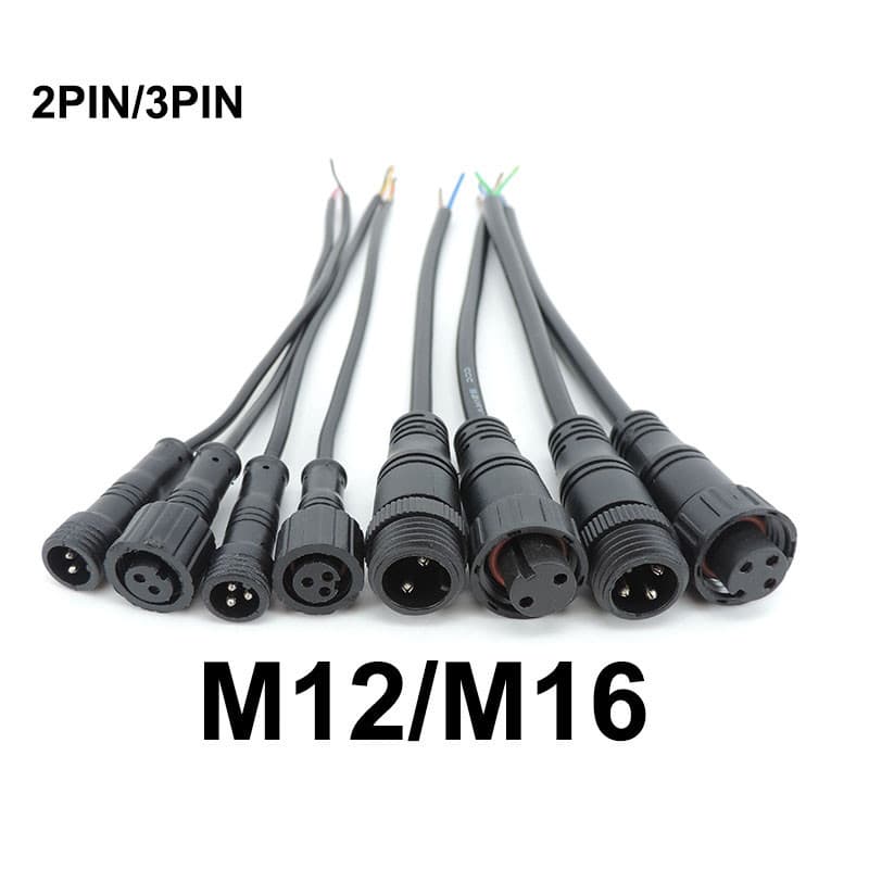1pcs 2 ขา 3pin core สาย DC ชายหญิง power supply connector แจ็ค nut IP65 สาย M12 M16 ปลั๊กกันน้ํากลางแจ้งสําหรับกล้องวงจรปิด thh1