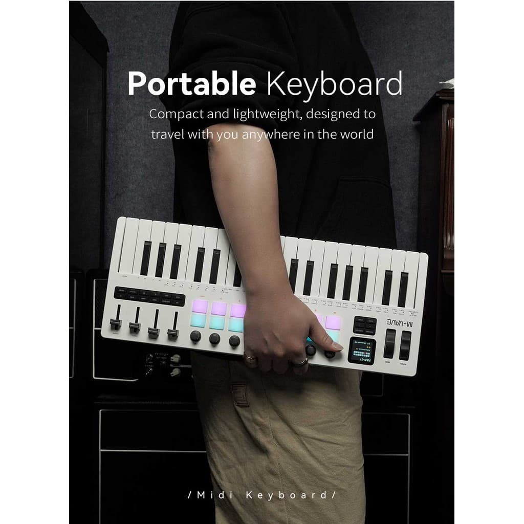 M-VAVE SMK-37 PRO 37 คีย์ MIDI คีย์บอร์ด 16 แผ่น RGB และ 8 ปุ่มรองรับการทํางานของซอฟต์แวร์ USB MIDI Controller