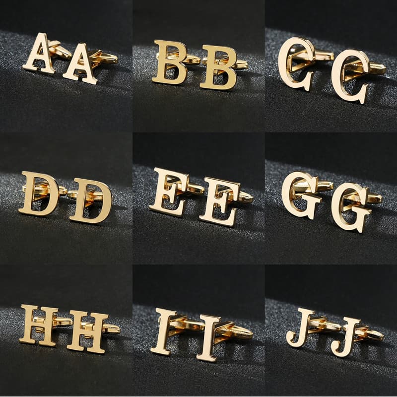 1 คู่ Letter smooth กระดุมข้อมือผู้ชาย creative French เสื้อ cufflinks