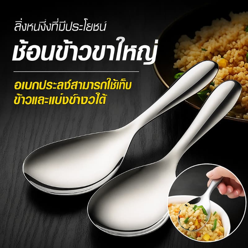 【ไม่ติดข้าว ล้างง่าย】 YH-316 ทัพพีข้าวสแตนเลสไม่ติด ทัพพีข้าว/สแตนเลส/ไม่ติด