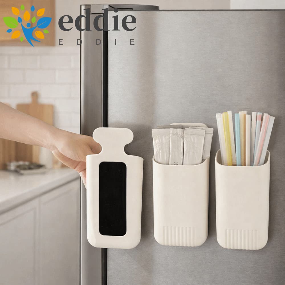 EDIE กล่องเก็บของแม่เหล็ก, กล่องดูดซับแม่เหล็กแบบไม่มีหมัดพลาสติก, กล่องเก็บของติดผนังความจุขนาดใหญ่ประหยัดพื้นที่ที่ใช้งานได้จริงตู้เย็นด้านข้าง