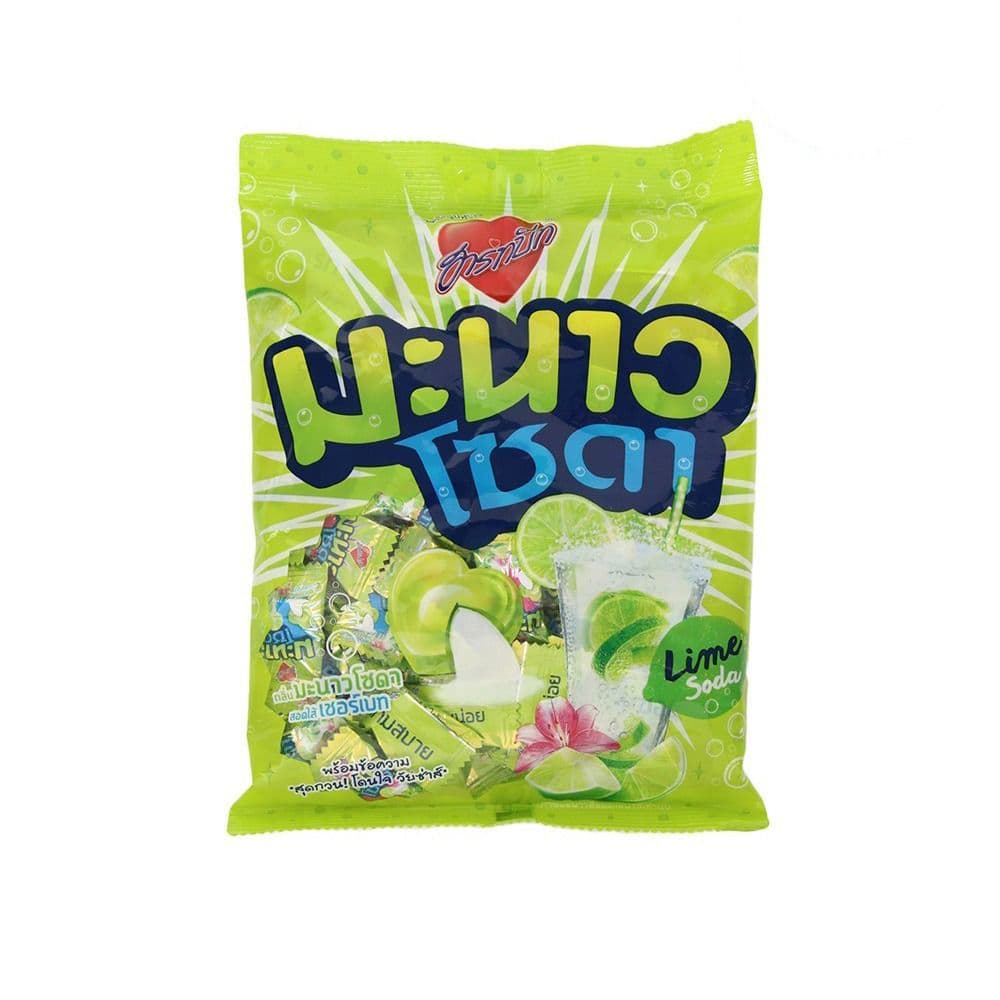 [สินค้าส่งด่วน] ฮาร์ทบีทมะนาวโซดาไส้เชอร์เบท300ก 100เม็ด HARTBEAT LIME SODA WITH SHERBET300G X100