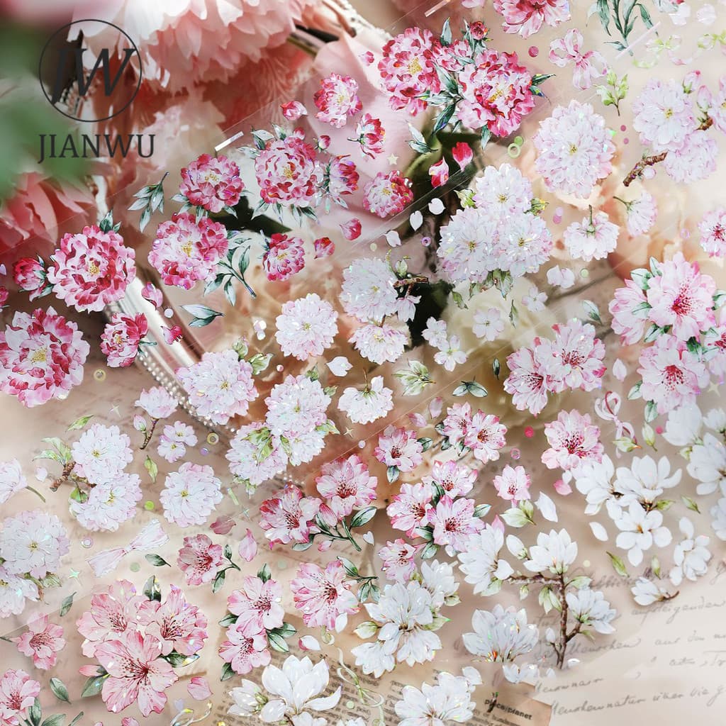JIANWU ฤดูใบไม้ผลิ Messenger Series Vintage ดอกไม้ภูมิทัศน์วัสดุ Collage Scrapbooking PET เทป Creative DIY Journal เครื่องเขียน