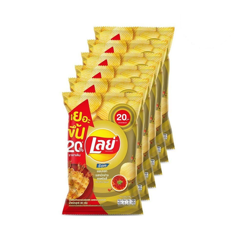 [สินค้าส่งด่วน] เลย์ร็อค มันฝรั่งแผ่นหยักรสหมึกย่างฮอตชิลลี่ 48 กรัม X6 LAYS ROCK HOT CHILI SQUID FLAVOR 48 G.X6