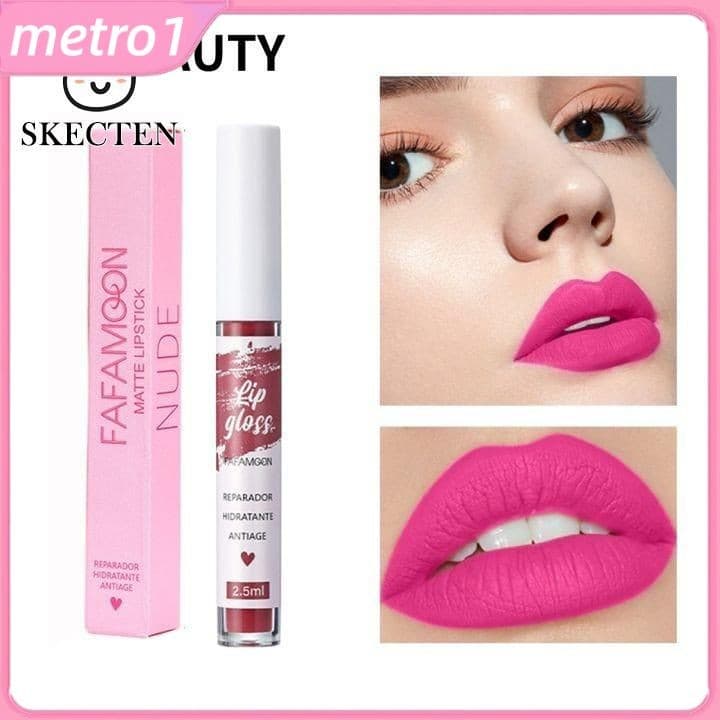 KK Beauty ลิปกลอสเนื้อแมทท์กันน้ำ 12 สี ติดทนนาน ลิปสติก Barbie Pink สำหรับผู้หญิงอเมริกัน metro1