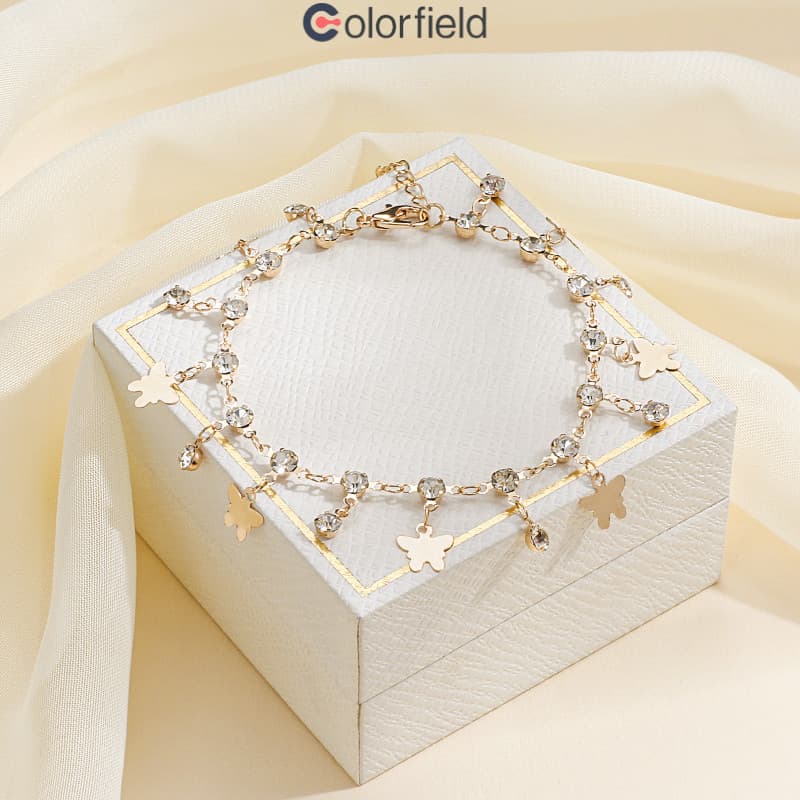 Colorfield สร้อยข้อมือพู่ผีเสื้อ ดีไซน์หรูหรา น้ำหนักเบา ดีไซน์หวาน เท่ห์ สำหรับผู้หญิง-COD