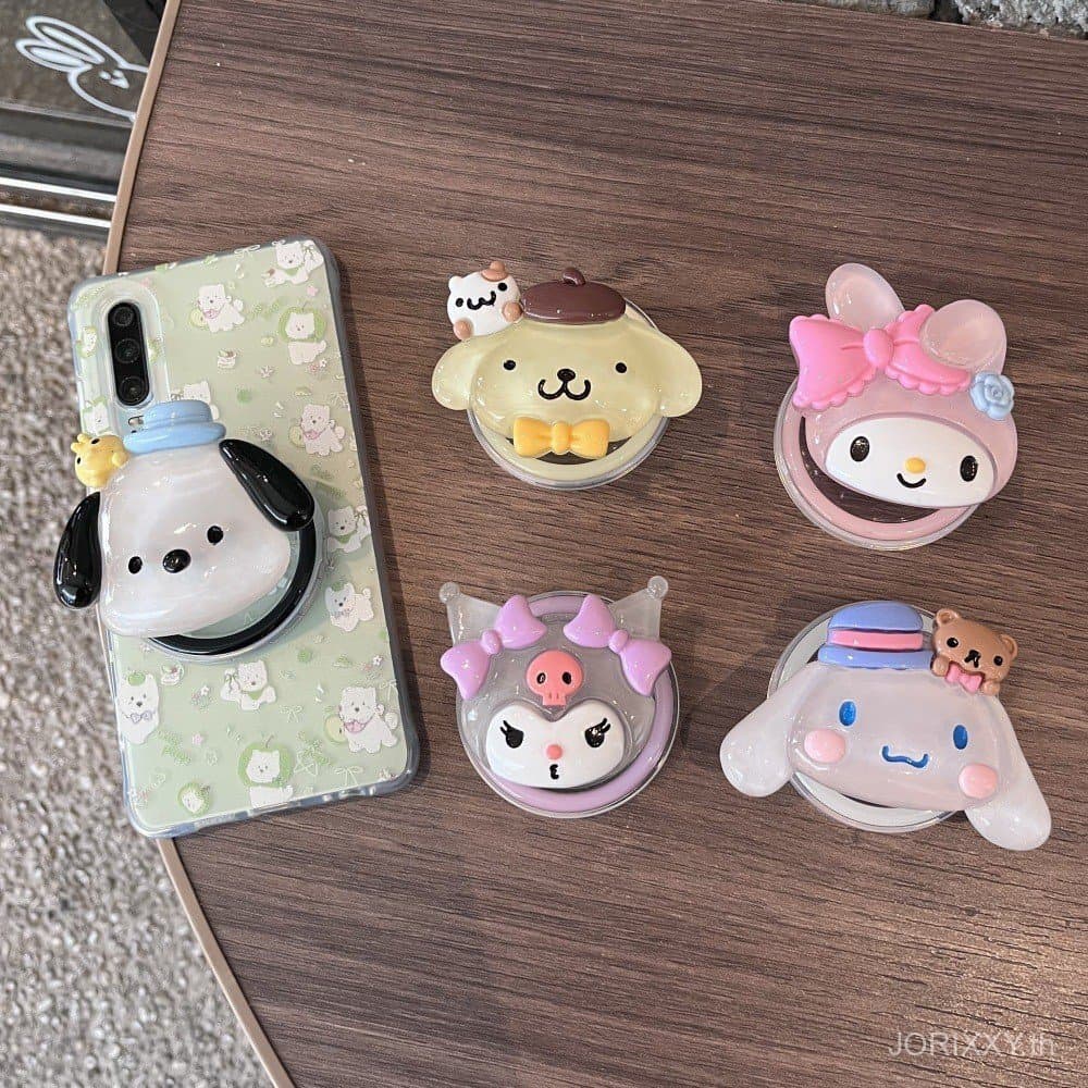 Luminous Sanrio โทรศัพท์มือถือวงเล็บแม่เหล็กแบบพับเก็บได้ Kuromi Melody วงเล็บแบบพับเก็บได้เดสก์ท็อปไล่ละคร