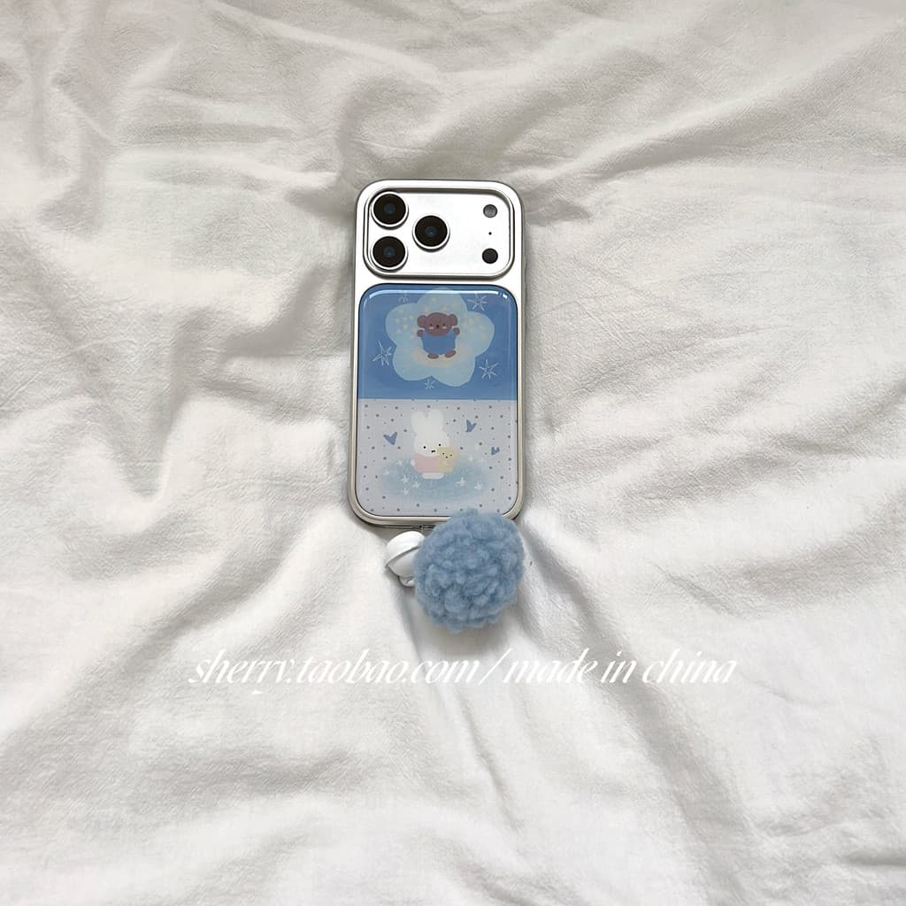 Huiwanju การจับคู่สีหมีกระต่ายเหมาะสําหรับ iPhone17ProMax เคสโทรศัพท์มือถือ iP16Pro หน้าต่างขนาดใหญ่ 16/15 น่ารัก 14promax/13promax รูปแบบหนัง 17 รวมทุกอย่าง