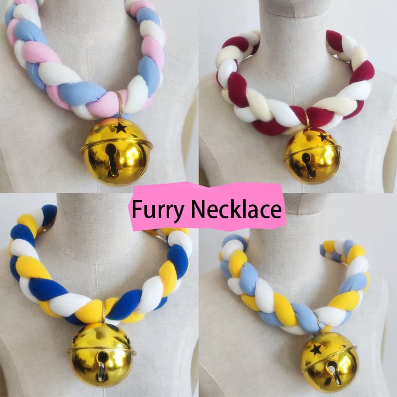 Furry สร้อยคอ Fursuit อุปกรณ์เสริม Braided Choker สําหรับปาร์ตี้ฮาโลวีนสัตว์คอสเพลย์ Props
