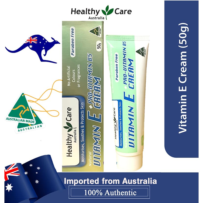 Healthy Care Vitamin E + Pro Vitamin B5 Cream 50g วิตามินอีครีม ผสม โปรวิตามินบี 5 ช่วยลดรอยคล้ำ รอยแผลเป็นจางลง 50 กรัม
