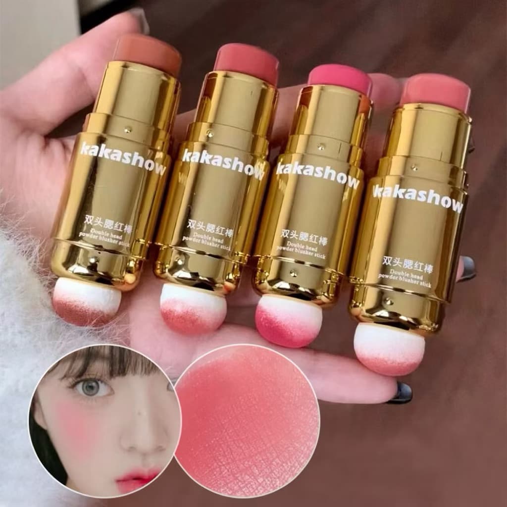 Kakashow C338 Double Head Blush Stick บรัชออน แบบแท่งสองหัว พร้อมฟองน้ำไว้คอนทัว กันน้ำ ติดทนนาน ดูเป็นธรรมชาติ