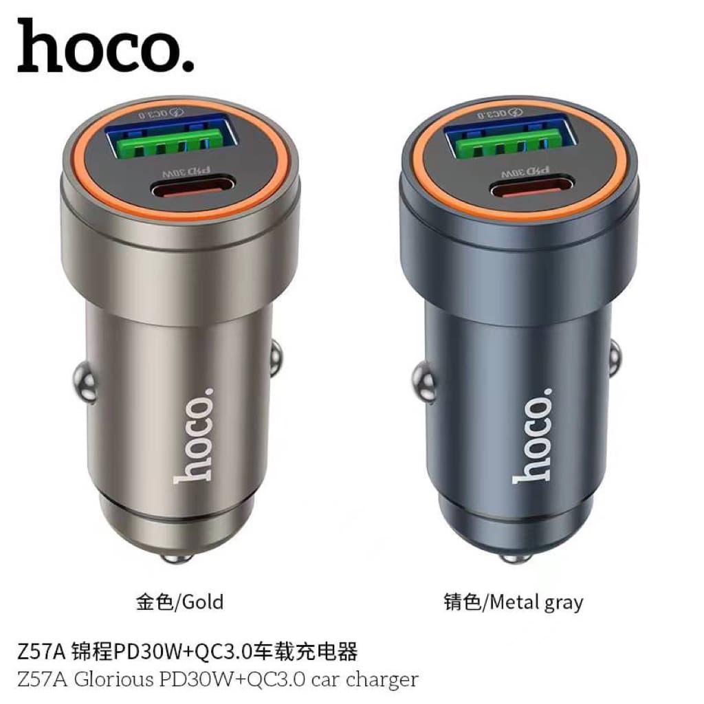 Hoco Z57A หัวชาร์จในรถ 2 พอร์ต (1C1A) ชาร์จเร็ว 30W+QC3.0 รองรับทุกรุ่น สินค้าของแท้100%