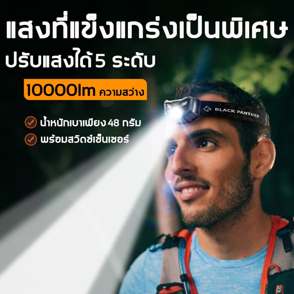ไฟฉายคาดหัวแท้ 10000LM รับประกัน 5 ปี ใหม่ ไฟฉายคาดหัวแบบเซนเซอร์ ไฟฉายคาดหัวแรงสูง ไฟฉายคาดศีรษะ ไฟฉายคาดหัวแท้ USB