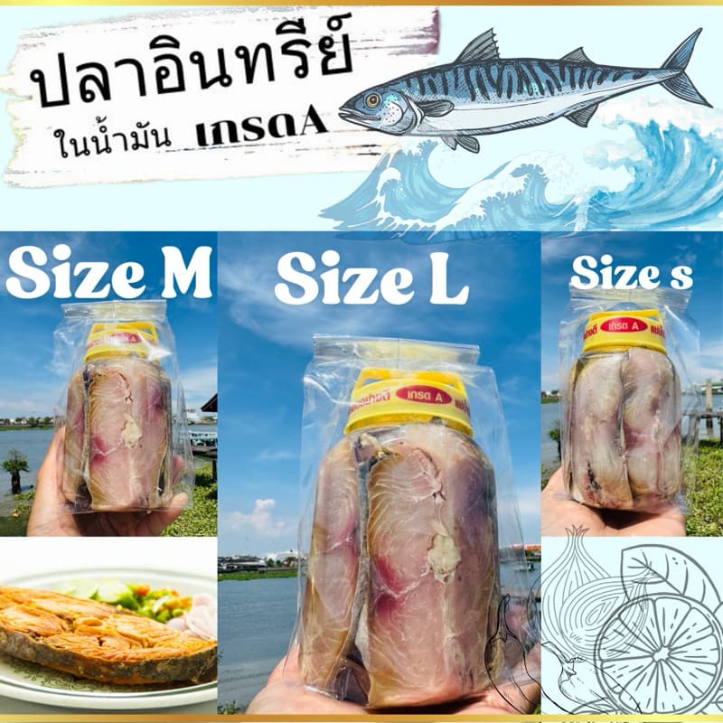 (1กระปุก)ปลาอินทรีในน้ำมัน 3 size เล็ก กลาง ใหญ่