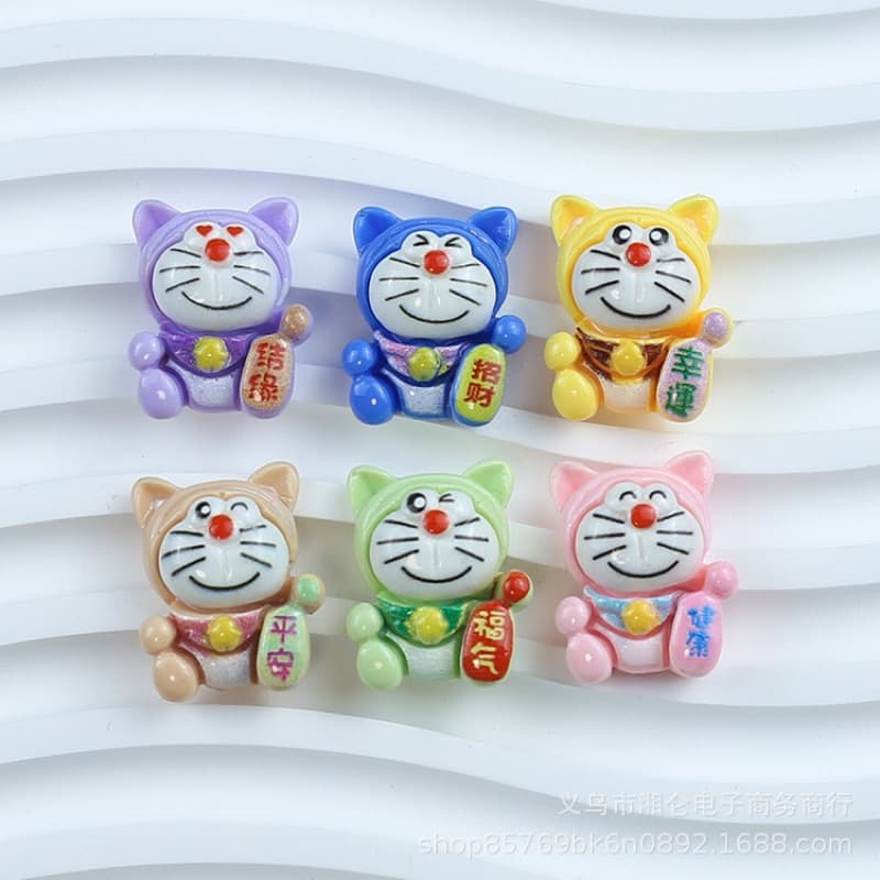 🇹🇭 เรซิ่น โดเรม่อน 6ชิ้น/เซ็ท อะไหล่ตกแต่ง diy ติดหลังโทรศัพท์ กิ๊บติดผม รองเท้า crocs งานDIY