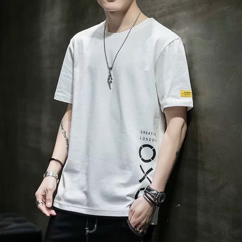 bag fashion เสื้อยืดคอกลม ใส่ได้ทั้ง ชาย/หญิง คอกลมแขนสั้น ผ้านุ่มเบาสบาย สีพื้น( OXO ) รุ่น 3128