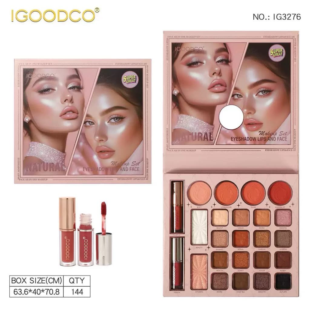 IGOODCO palette  mini book โทนน้ำตาลส้มพร้อมลิปแมท 2แท่ง