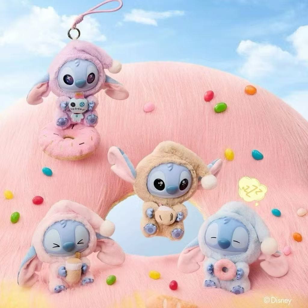 【พร้อมส่งในไทย】กล่องจุ่ม พวงกุญแจตุ๊กตา สุดน่ารักพวงกุญ Miniso Stitch Eat Something Before Sleep