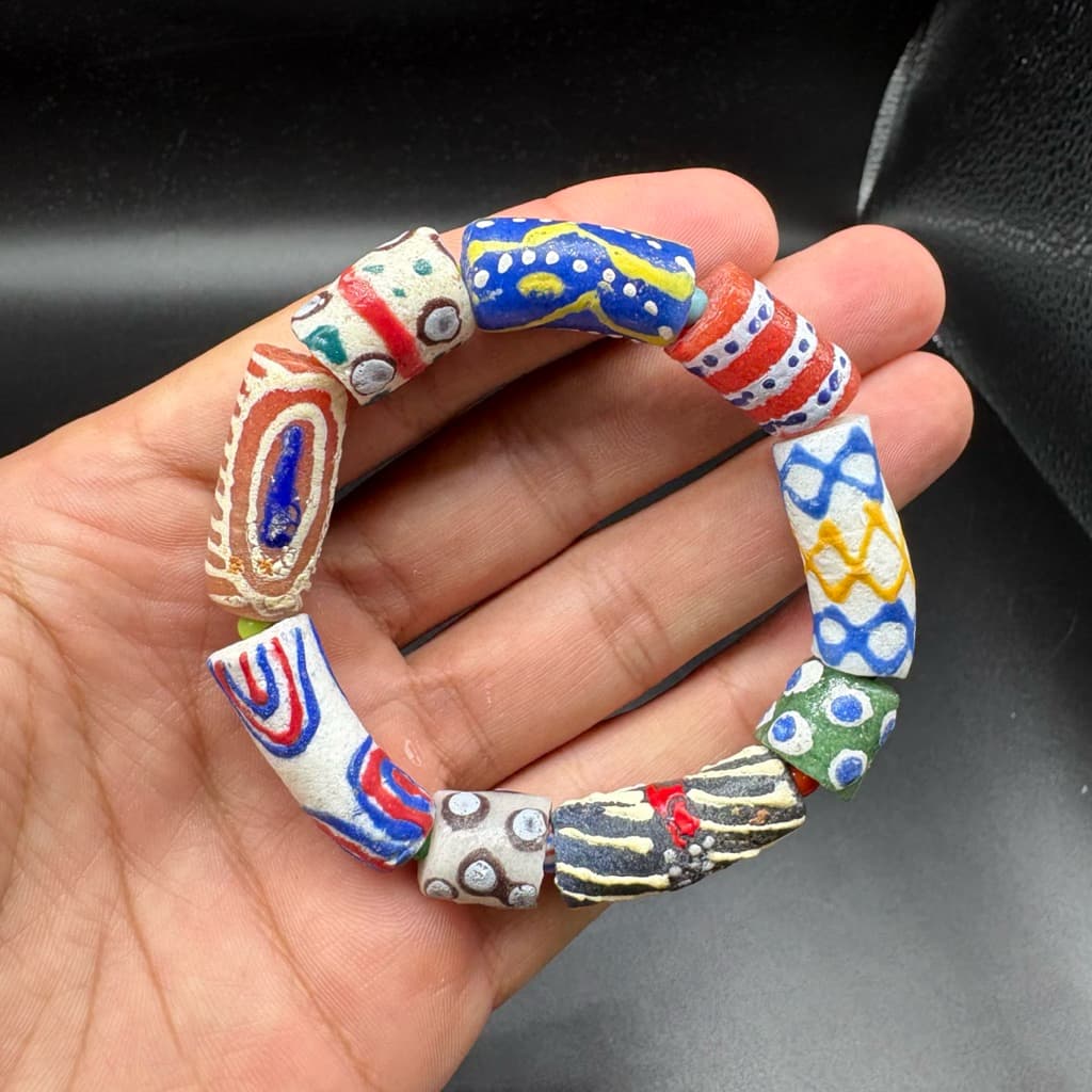 African antique glass beads bracelet free size