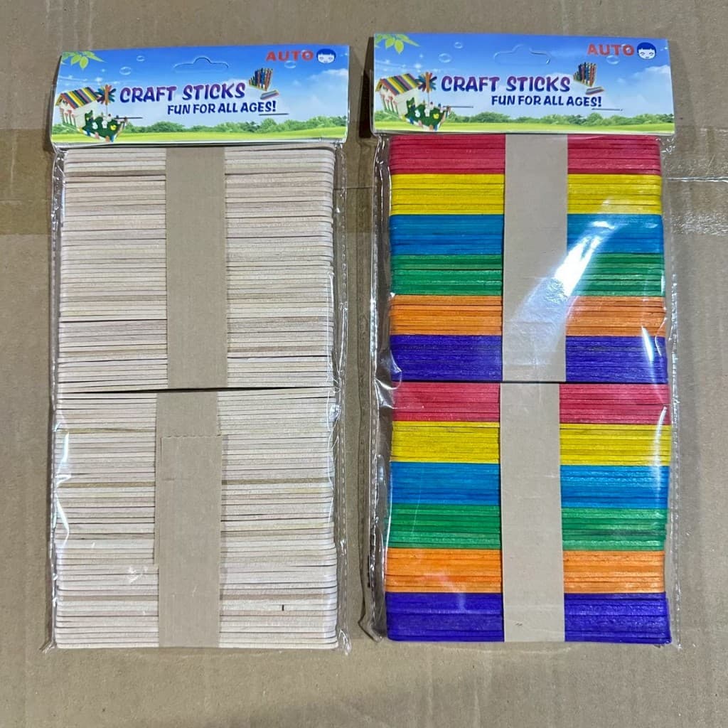 [ขายยกโหล12แพ็ค] ไม้ไอติม ไม้ไอศครีม มีให้เลือกหลายแบบ สีไม้/คละสี แพ็คละ 50 / 100 แท่ง สำหรับงานประดิษฐ์ งาน DIY ขายยกโ