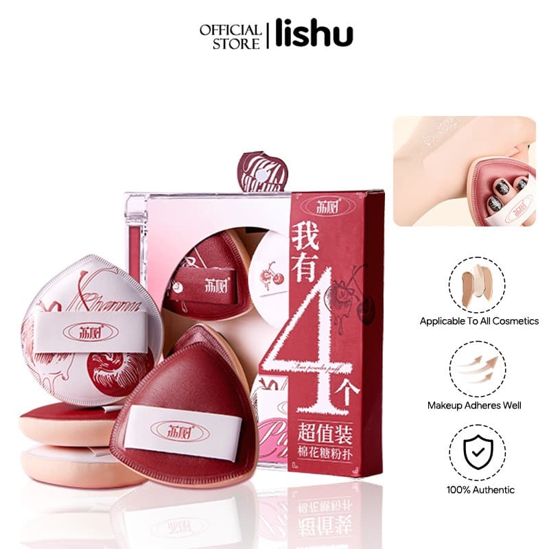 Lishu ชุดพัฟแต่งหน้าเนื้อนุ่มพิเศษ ฟองน้ำแต่งหน้าสำหรับผู้หญิง พัฟแป้ง อุปกรณ์เสริมความงามสไตล์เกาหลี