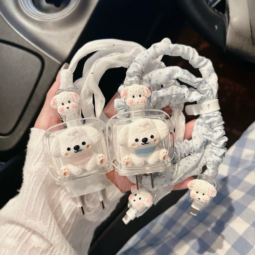🔥ส่งจากไทย  มาใหม่ 1ชุด 5ชิ้น🔥 เคส สำหรับ ไอโฟน Apple Power Adapter 18W 20W 25W 35W สายชาร์จ ลายเชอรี่ยัก  Cable Bite