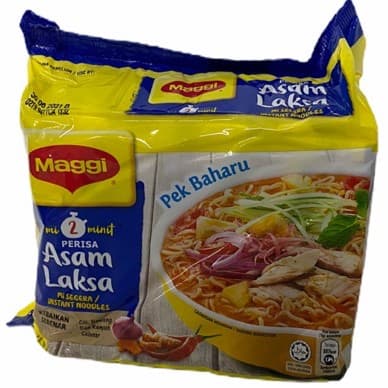 MAGGI แม็กกี้ ASAM LAKSA!!รสแกงน้ำยา สีฟ้า 1แพค/5ห่อ 80g ราคาพิเศษ!! พร้อมส่ง