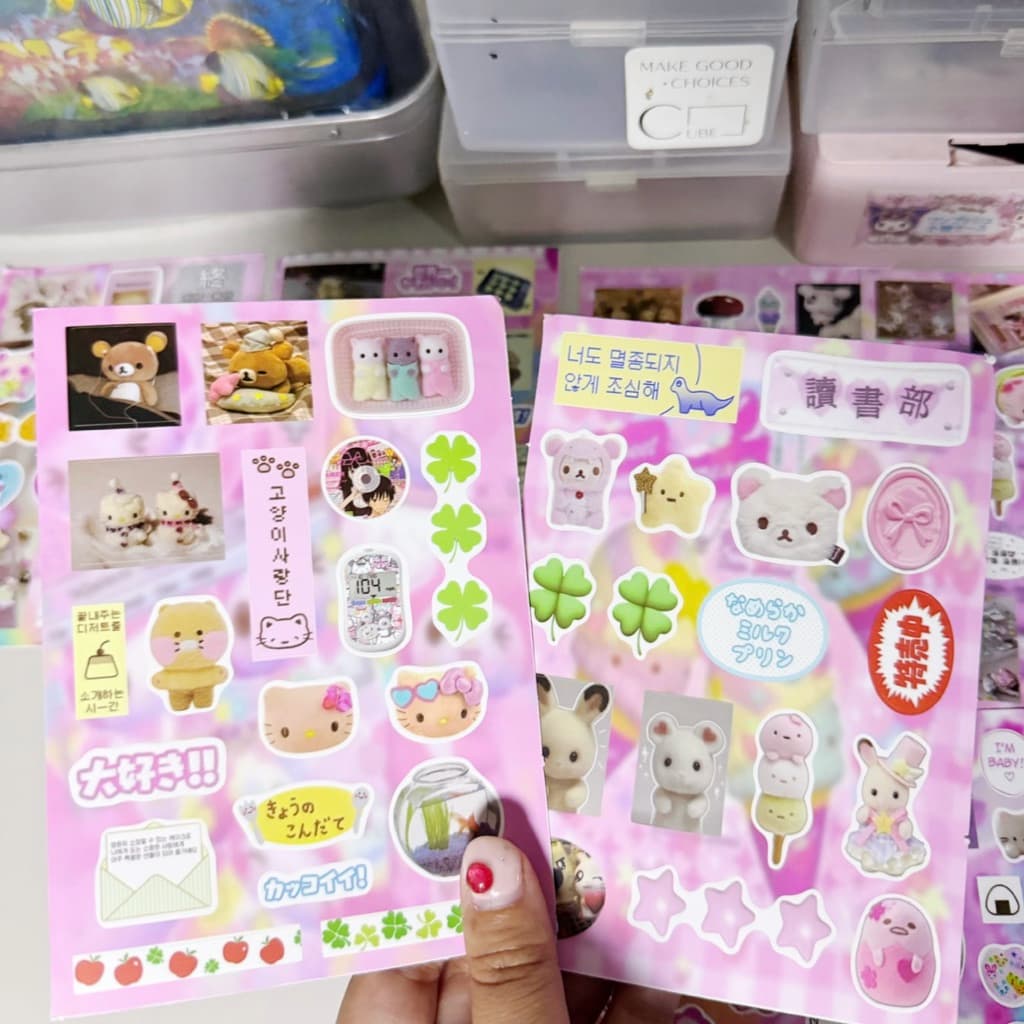 🎀✨พร้อมส่ง!(new)สติ๊กเกอร์ แพค2ชิ้น สำหรับตกแต่ง โทนสีชมพู