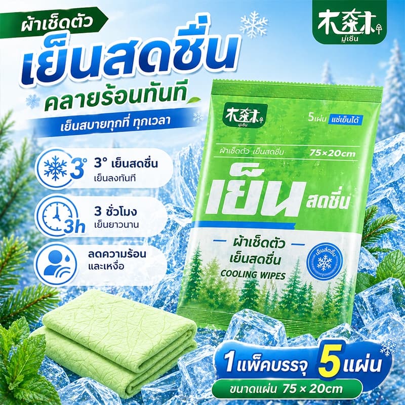 [COD][ซื้อ 5 แถม 5] ผ้าเช็ดทำความสะอาดมิ้นต์เย็นสดชื่น ผสมเมนทอลเพื่อความเย็นสดชื่น
